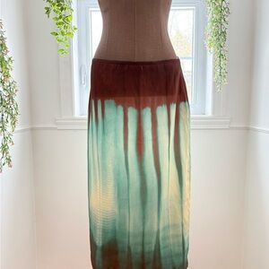 Zara Brown and Teal Maxi Skirt